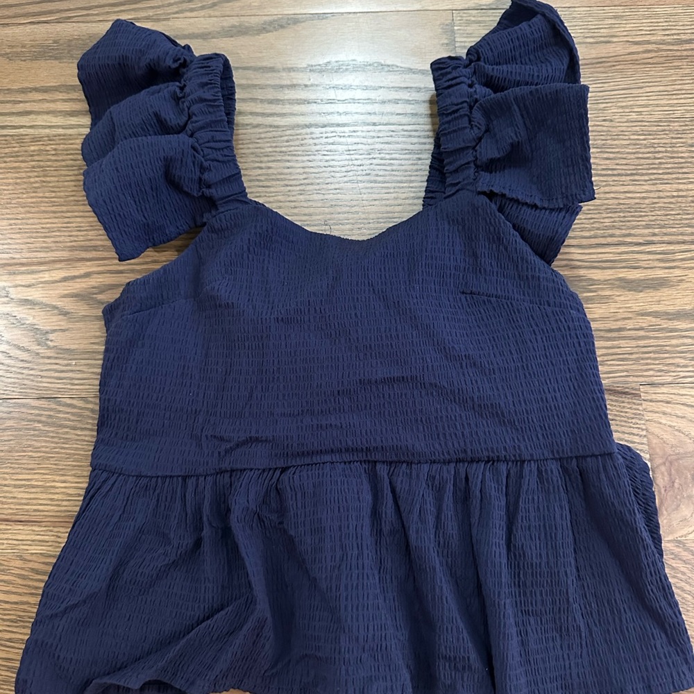 Franki by Francesca’s | Navy Ruffle Sleeve Top